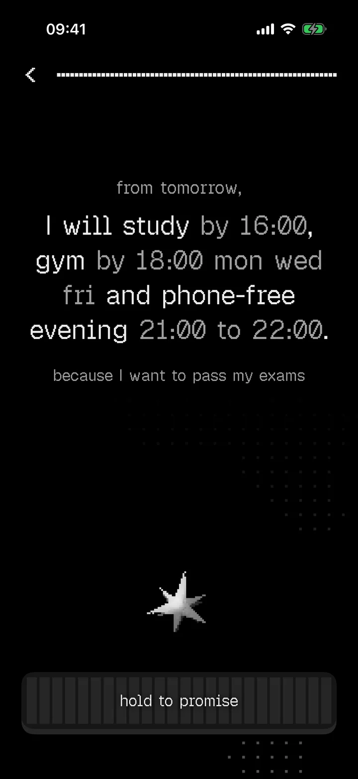 I will study by 16:00, gym by 18:00, phone-free evening 21:00 to 22:00. Hold to promise.